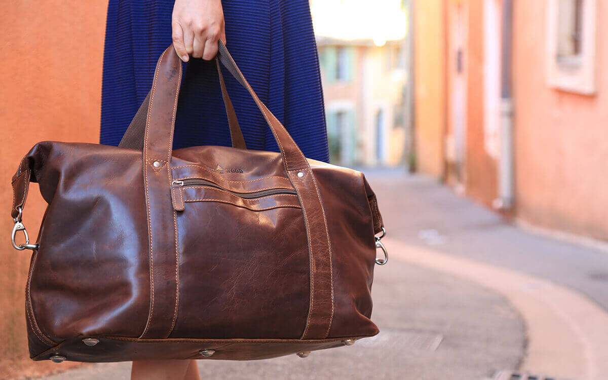 Weekend duffle bag leather sale