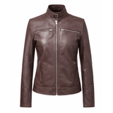 Helga Lederjacke Damen aus Lammsleder, Stehkragen & Comfort Fit