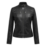 Helga Lederjacke Damen aus Lammsleder, Stehkragen & Comfort Fit