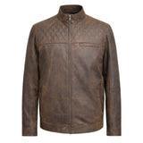 Magnus Lederjacke Männer Braun Ziegenleder, Steppdetails & Regular Fit
