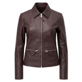 Astrid Women Leather Jacket Lamb Nappa, Shirt Collar & Regular Fit