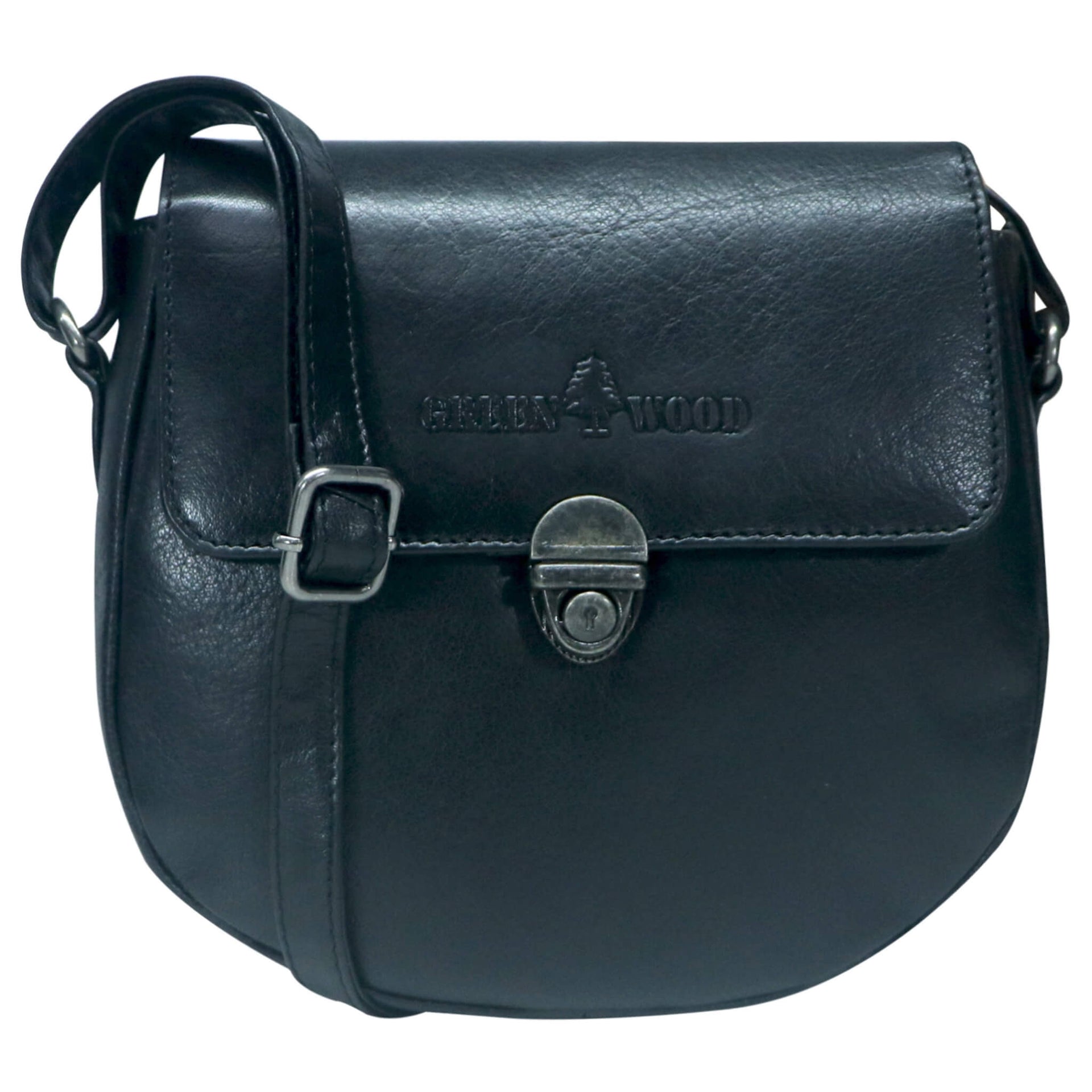 Frida Kleine Umhänge Handtasche Schwarz Leder Damentasche – Greenwood