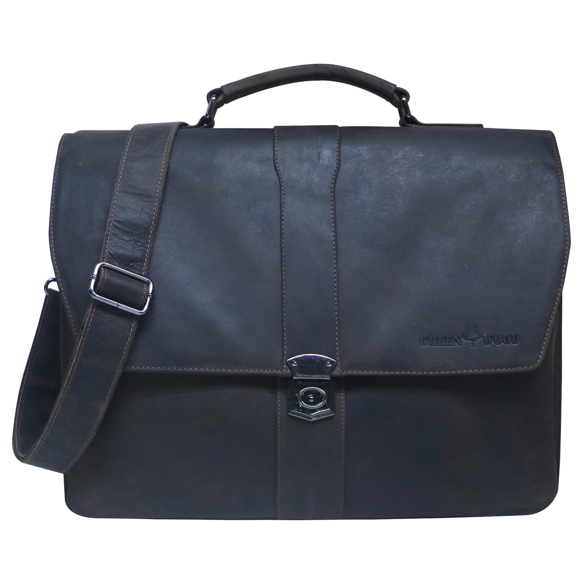 Hagen Leather Briefcase Men Classic Work Bag Women Large