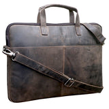 Fred Laptoptasche 14 Zoll Leder mit abnehmbarem Schultergurt Laptophülle