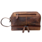 Hans Cosmetic Bag Women Leather Large Toiletry Bag Men Waterproof