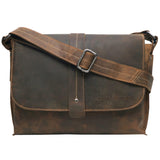 Chris Ledertasche Herren Umhängetasche Breiter Gurt Damen 13,3 Zoll