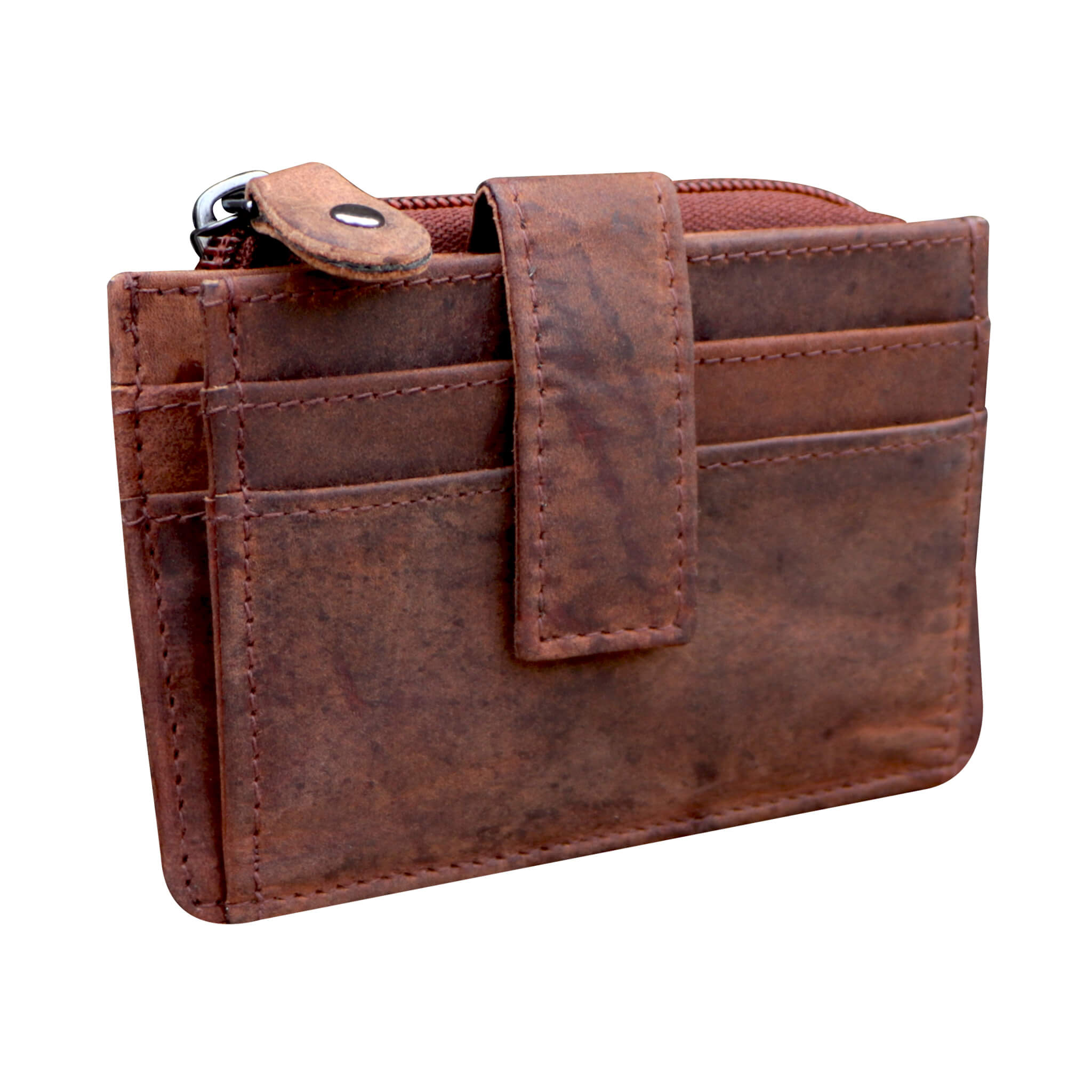 Vera Card Case Men with Coin Compartment and Key Ring Leather Women