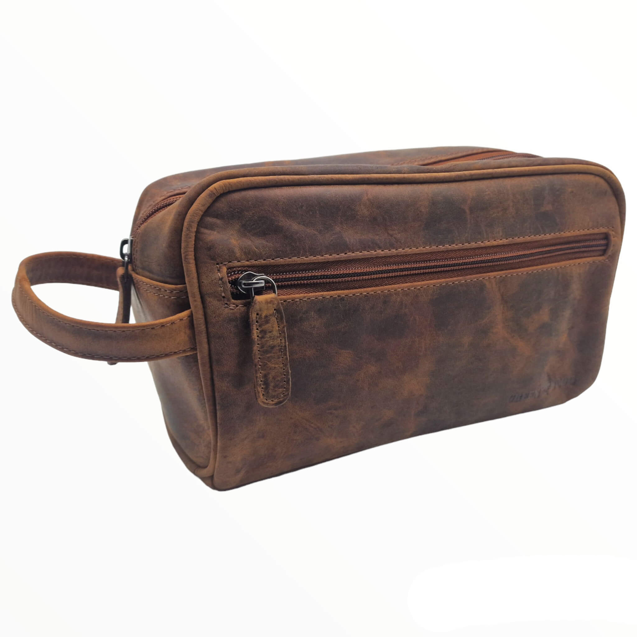 Amari Leather Toiletry Bag Men Wash Bag Women with Compartments