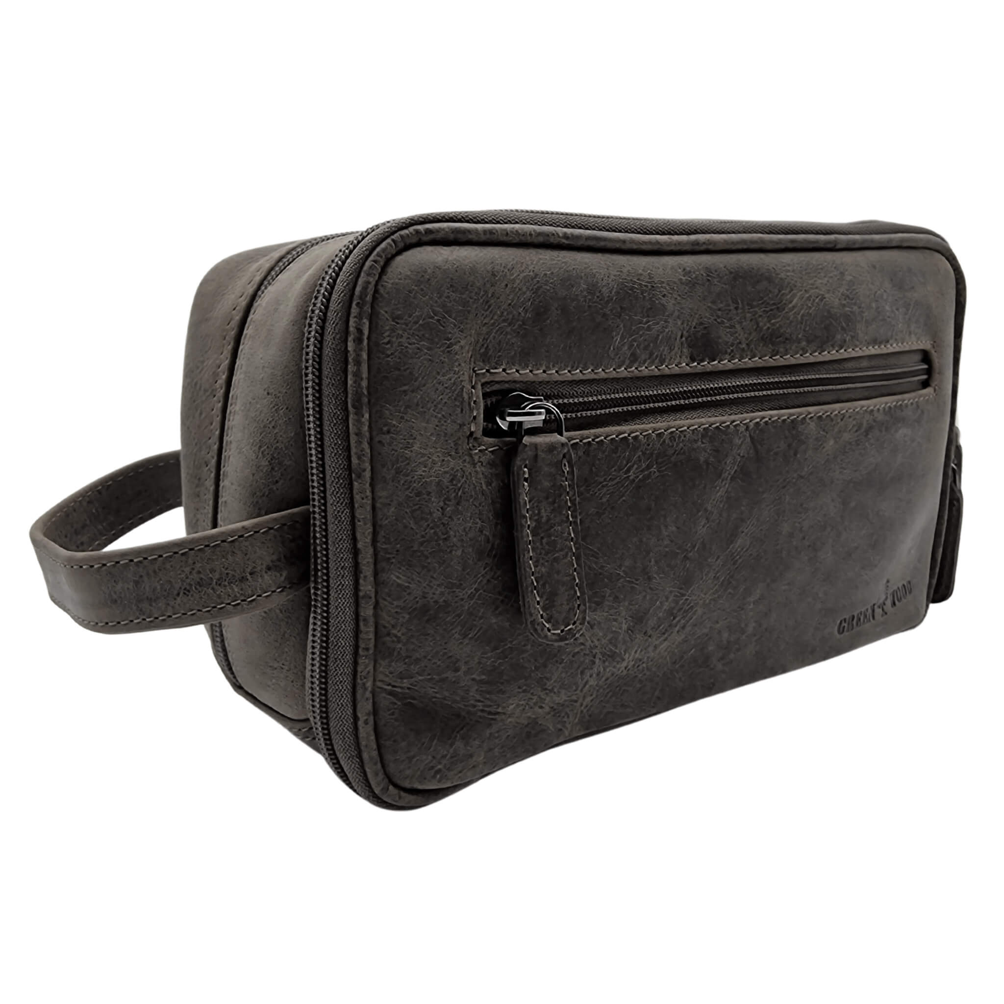 Black leather wash bag sale